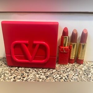 Rosso Valentino Couture Lipstick Set with Reusable Case, New